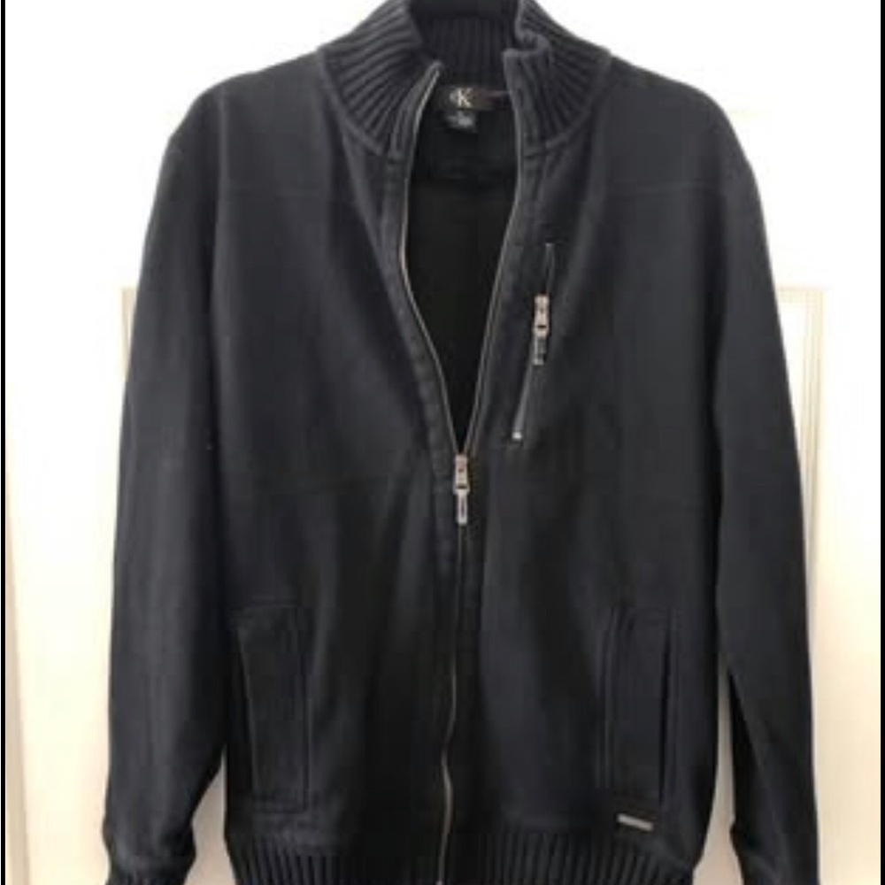 Men's CK Calvin Klein Black Sweater Full Zip Size Medium